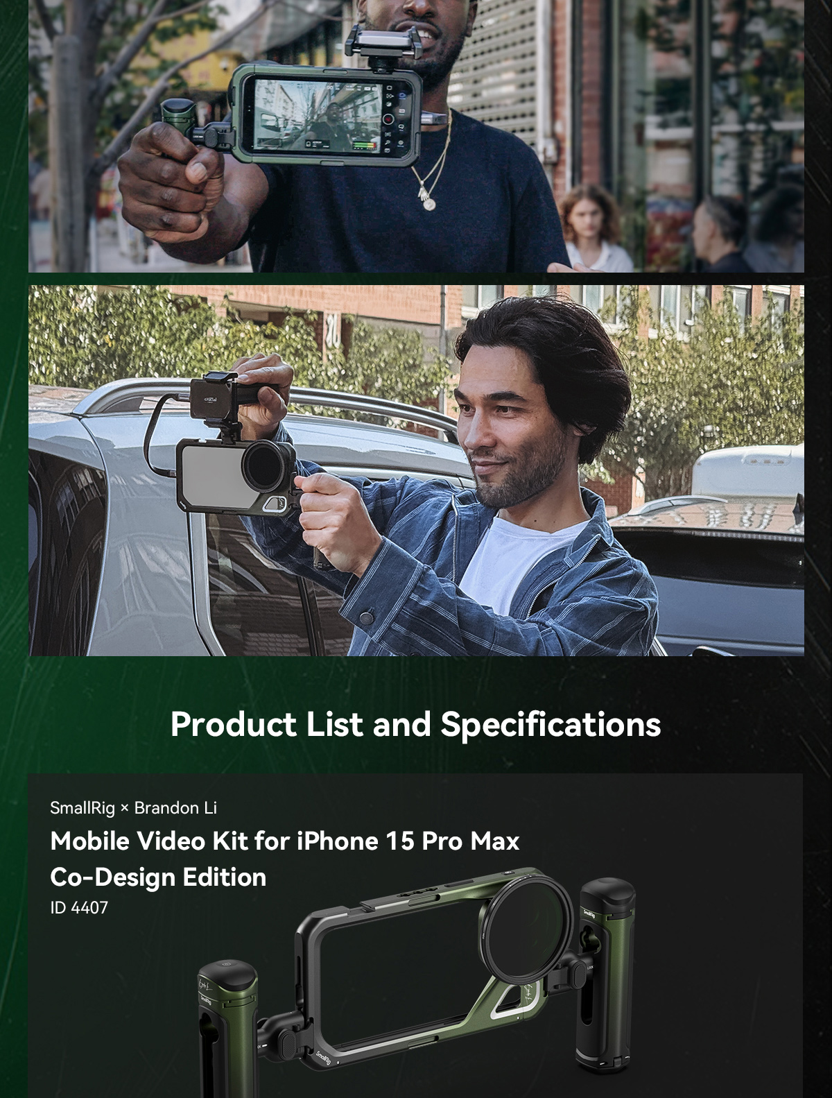 SmallRig x Brandon 4407 Li Mobile Video Kit for iPhone 15 Pro Max