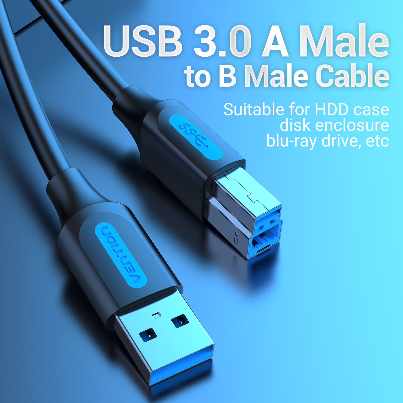 Vention Usb 30 打印機電纜 Usb A 到 Usb B 公對公 2a 高速 5gbps 相機電纜磁盤外殼 蝦皮購物 9464