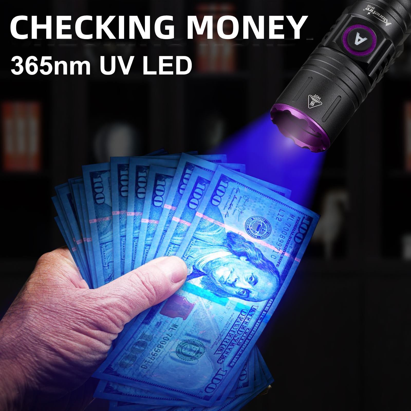 Alonefire SV101 UV 365nm Blacklight LED 手電筒可充電隱形墨水標記貓狗尿癬礦石錢熒 | 蝦皮購物
