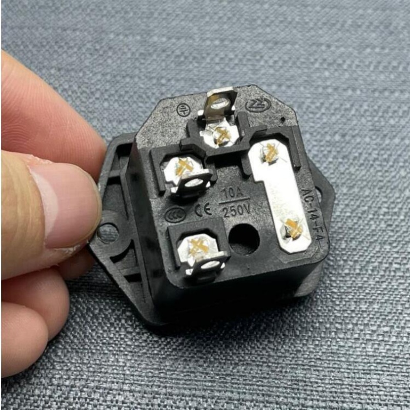 全銅 AC電源插座 帶保險絲座 公座 三腳 10A250V 帶耳朵 三插品字插座 | 蝦皮購物