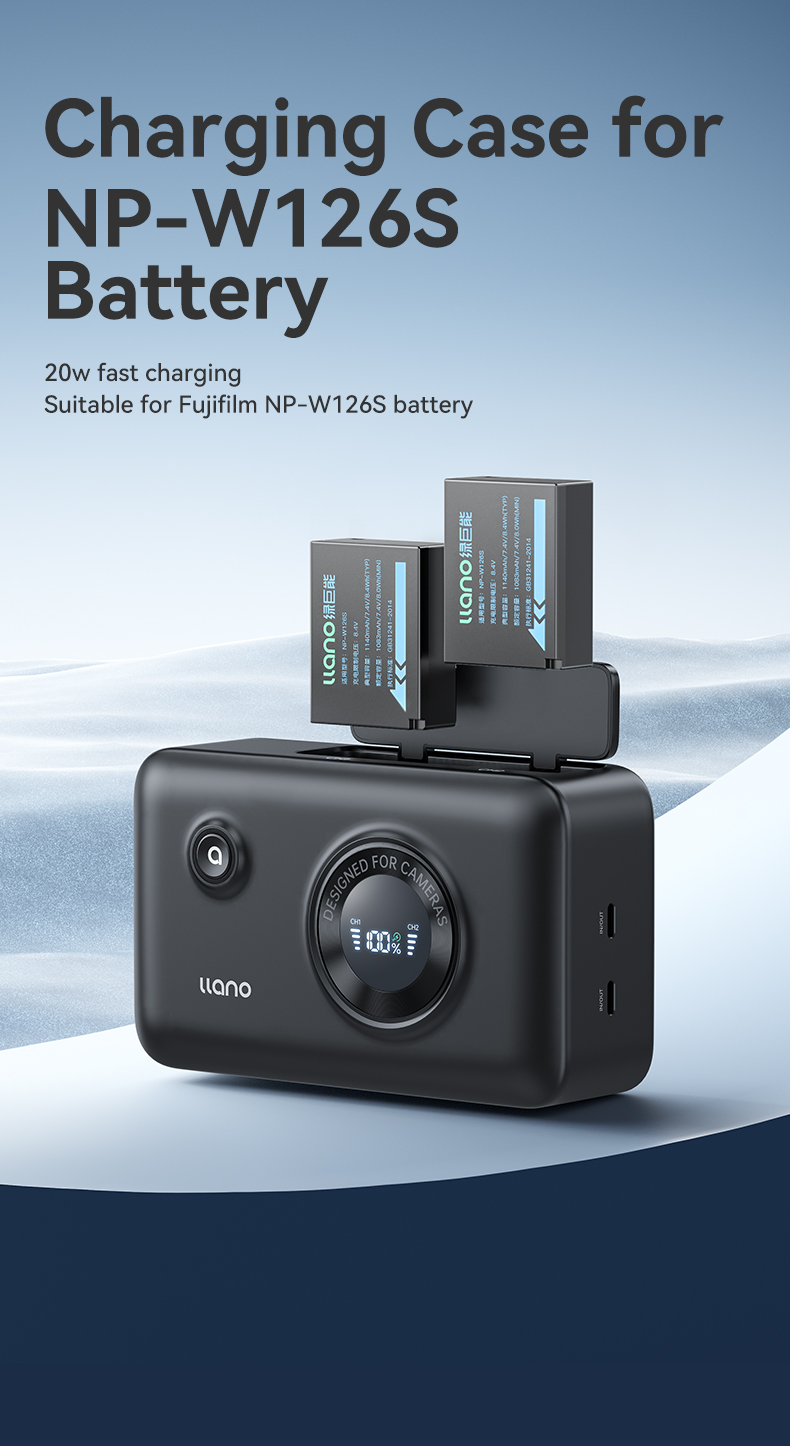 Llano NP-W126S 雙電池快速便攜式充電器,內置電源,適用於 Llano NP-W126S 雙電池快速便攜式充電器,內置電源,適用於