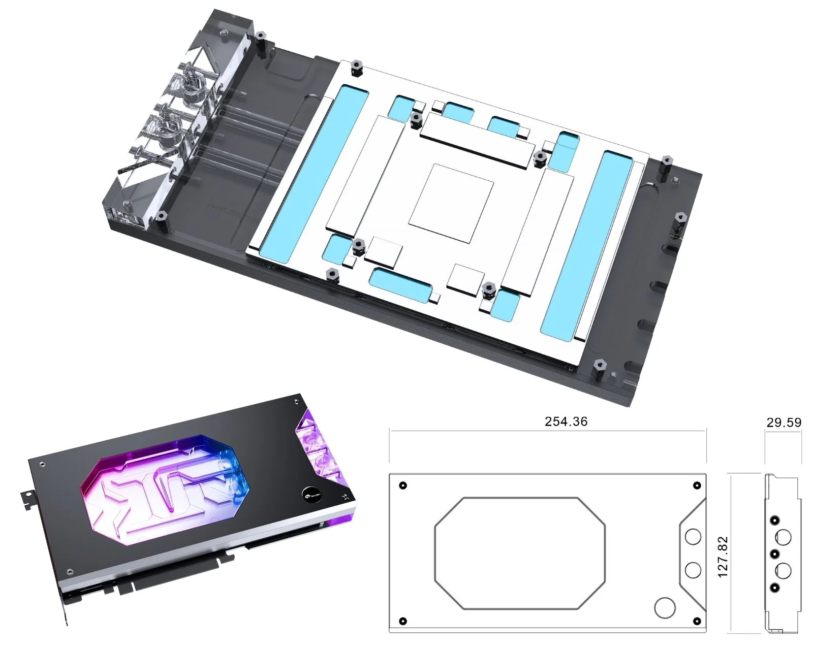 BYKSKI 裝甲端端口 GPU 水塊,帶背板,適用於 MANLI GALLARDO GEFORCE RTX 5090D | 蝦皮購物