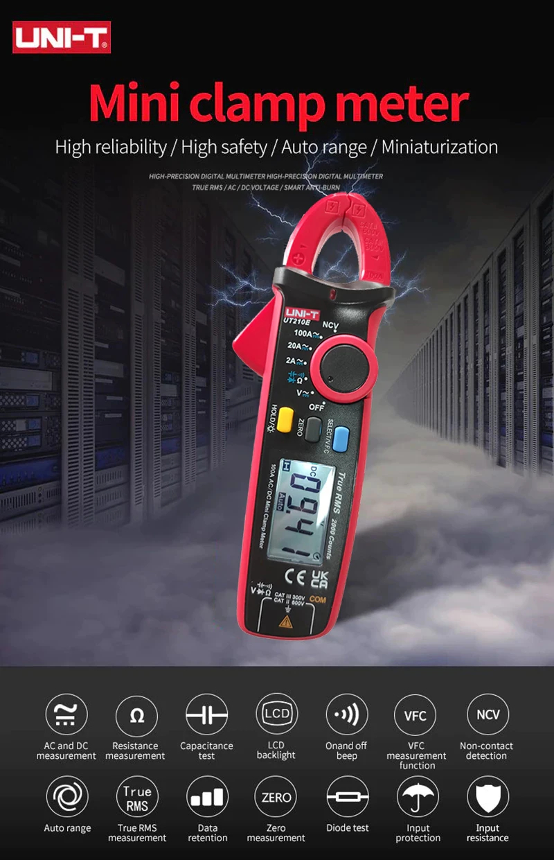 UNI-T UT210E UT210D UT210 C/B/A 迷你鉗形表鉤形電流鉗電壓表電流表鉗形電流表電工測試儀 | 蝦皮購物
