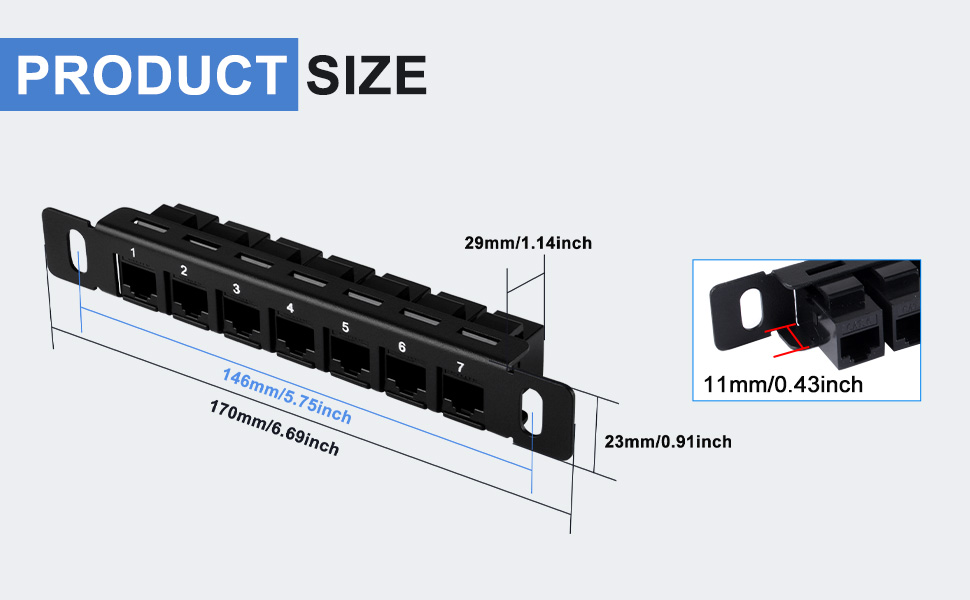 DeskPi RackMate 7 英寸 0.5U CAT6 網絡配線架,帶 7 個端口,用於 TT 服務器機架/網絡機 | 蝦皮購物