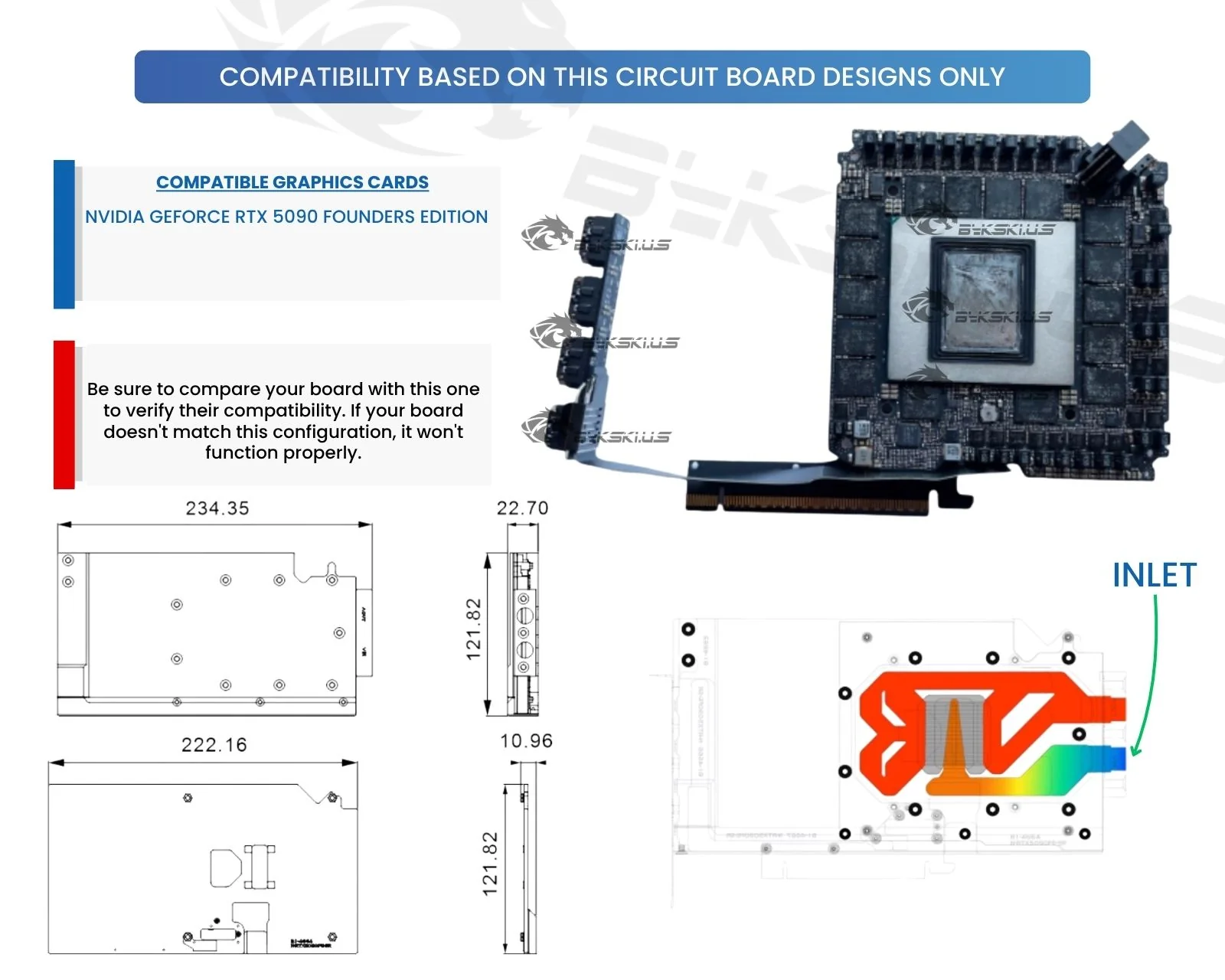 Bykski 耐用金屬/POM GPU 水冷頭和背板適用於 NVIDIA GeForce RTX 5090 創始人版 ( | 蝦皮購物