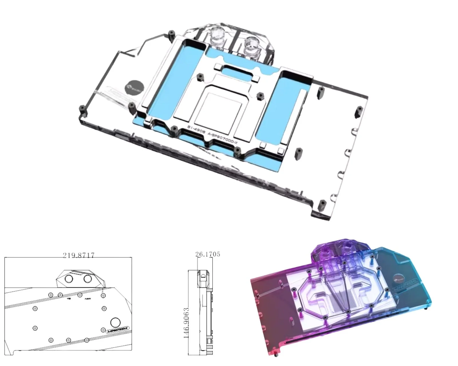 Bykski 全覆蓋 GPU 水冷頭和背板適用於藍寶石 NITRO+ AMD Radeon RX 9070 (A-SP9 | 蝦皮購物