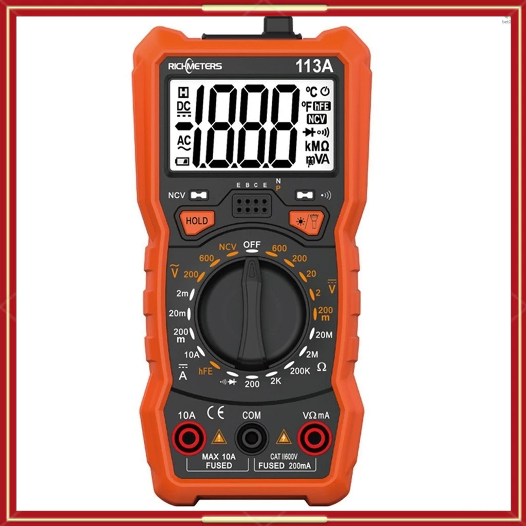Richmeters RM113A NCV 數字萬用表 2000 計數 HFE AC/DC 電壓測量錶帶磁吸手電筒背光大 | 蝦皮購物