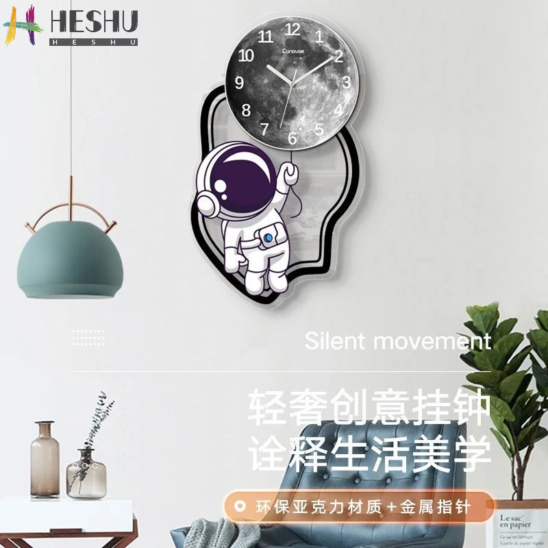 [現貨+免運]時鍾 掛鍾 北歐風時鍾 輕奢掛鍾 太空宇航員掛鍾 客廳壁鍾 簡約創意時鍾 現代家用掛鍾 卡通時鍾 靜音時鍾 | 蝦皮購物