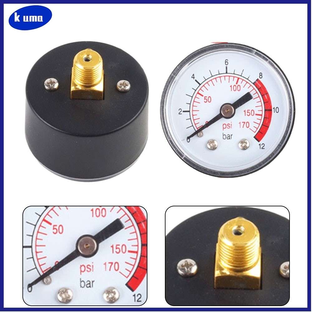Manomètre Pression 50mm 0-12 Bar / 0-170 PSI Radial - Raccord 12.9mm Pour Réservoir Pump