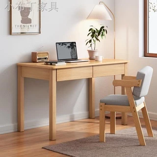 實木腿小書桌 書桌 桌子 簡約雙抽屜學生學習桌 簡約書桌 辦公桌 北歐辦公桌子家用臥室電腦桌