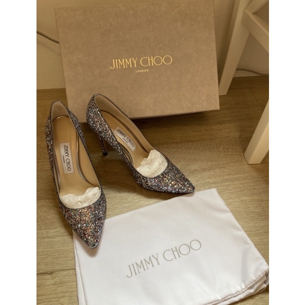 全新Jimmy Choo Romy 100 glitter pump 全亮片高跟鞋 超美婚鞋 晚宴鞋36.5