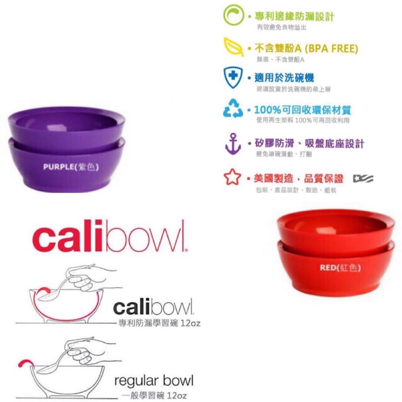 現貨～柯以柔媽咪推薦！美國 CaliBowl 專利防漏防滑學習碗 12oz 雙入無蓋 | 蝦皮購物