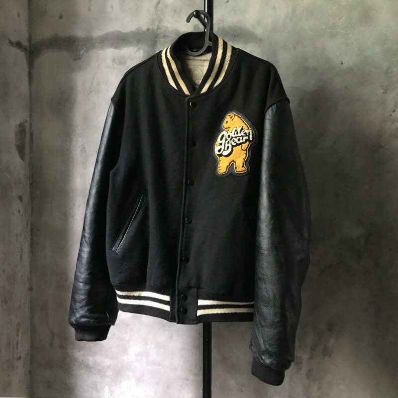 90s Golden Bear Varsity jacket 真皮棒球外套| 蝦皮購物
