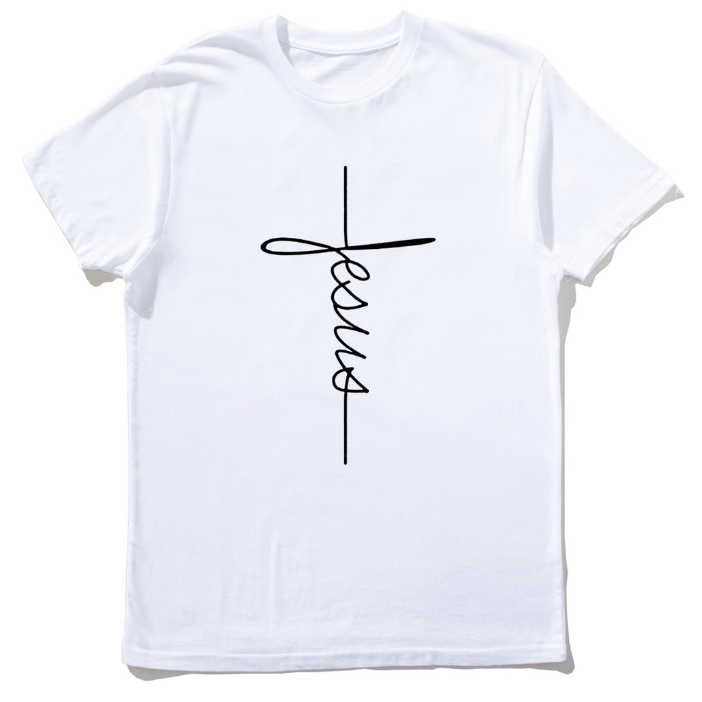 JESUS SCRIPT CROSS 男女短袖T恤 5色 耶穌草寫十字架 基督天主聖母宗教信仰和平 現貨 | 蝦皮購物