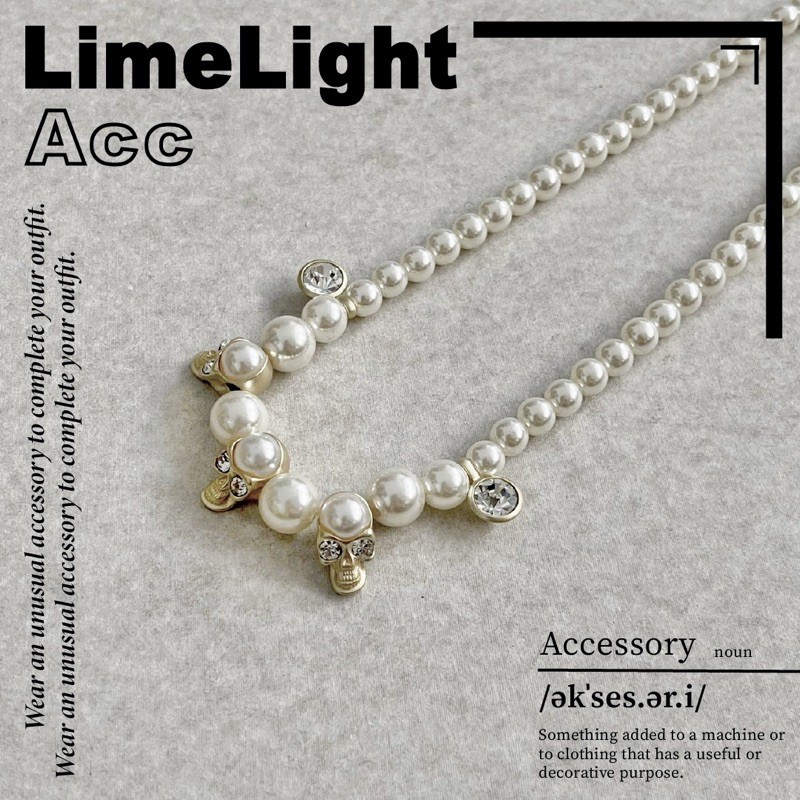 ☆LimeLight☆ EVAE*+ SALUTE SKULL PEARL NECKLACE 珍珠 骷髏 項鍊