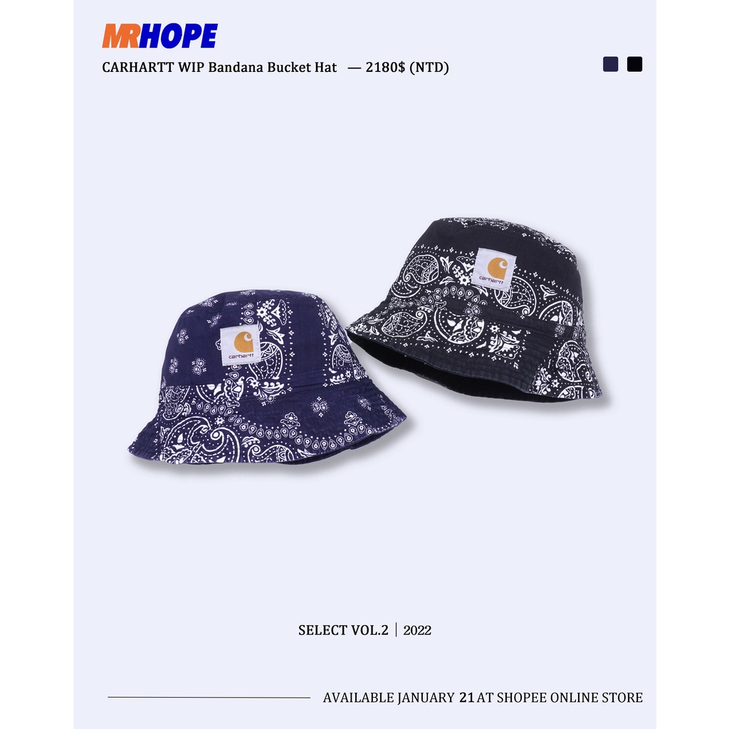 【MR.HOPE】歐線 CARHARTT WIP Bandana Bucket Hat 變形蟲 舊洗色 漁夫帽 雙面戴