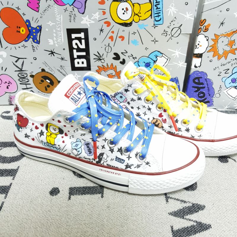 實拍 BTS 防彈少年團 BT21 CONVERSE 帆布鞋 休閒鞋低筒鞋運動鞋聯名阿米防彈南俊玧其碩珍號錫泰亨智旻柾國