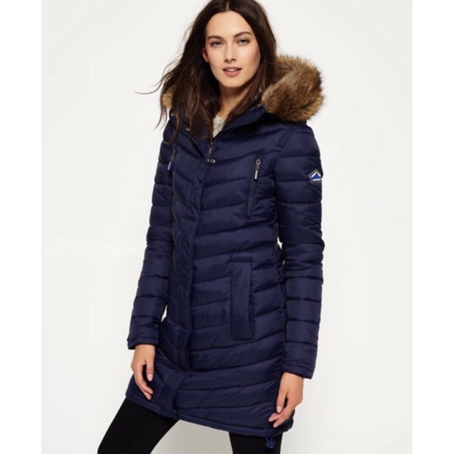 Superdry chevron fur on sale super fuji jacket navy