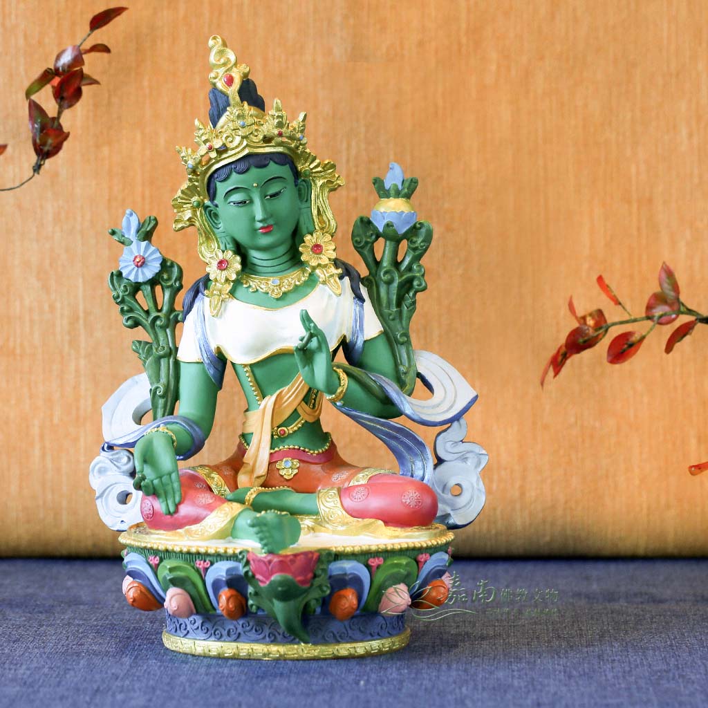 嘉南佛教文物】綠度母-藏密式佛像(8寸8)｜可裝藏綠度母菩薩密宗佛像