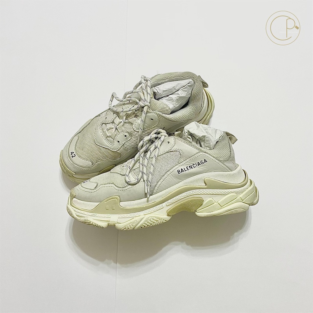 BALENCIAGA TRIPLE-S 全白老爹鞋42號9成新現貨在台【CPSHOP__】精品