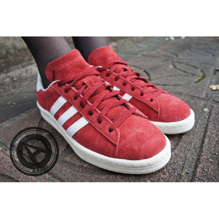 Adidas originals campus on sale red suede trainers