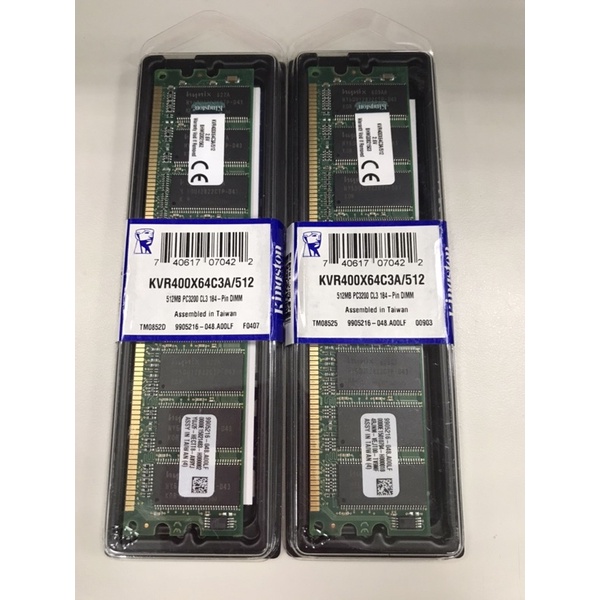 Kingston ValueRAM 512MB DDR 400MHz PC3200 Desktop Memory - KVR400X64C3A/512 Computer RAM