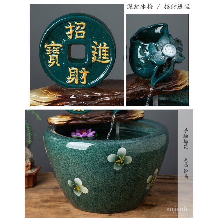 特大荷花缸 • 金魚缸 荷花缸金魚缸陶瓷循環泵水缸特大養魚缸景德鎮酒店過濾造景加濕門麵招財
