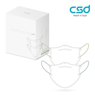 CSD中衛醫療口罩成人立體3D Simply White SS24彩色耳帶編織款若芽綠、露草藍(30片/盒) 蝦皮直送