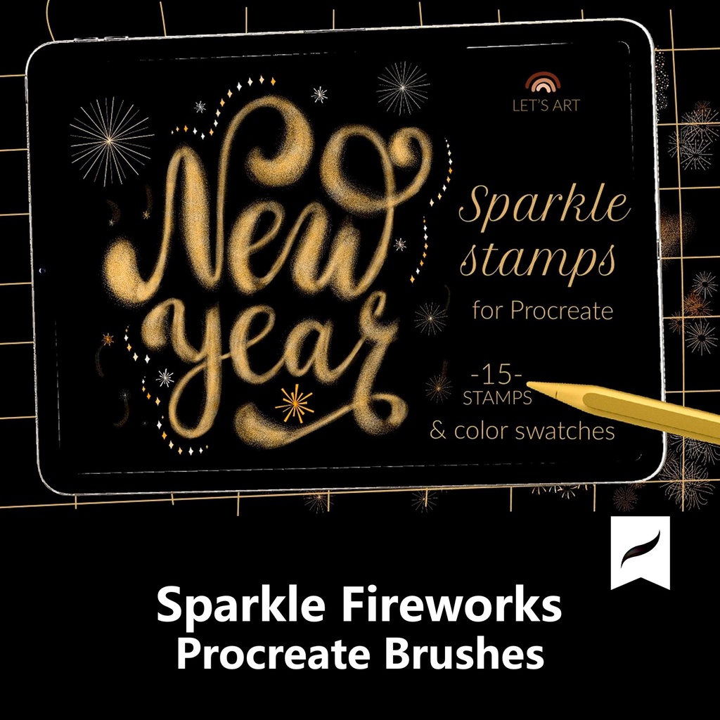 【原】Procreate 筆刷 新年火花煙花效果筆刷+色卡套件.BP2021121608 | 蝦皮購物
