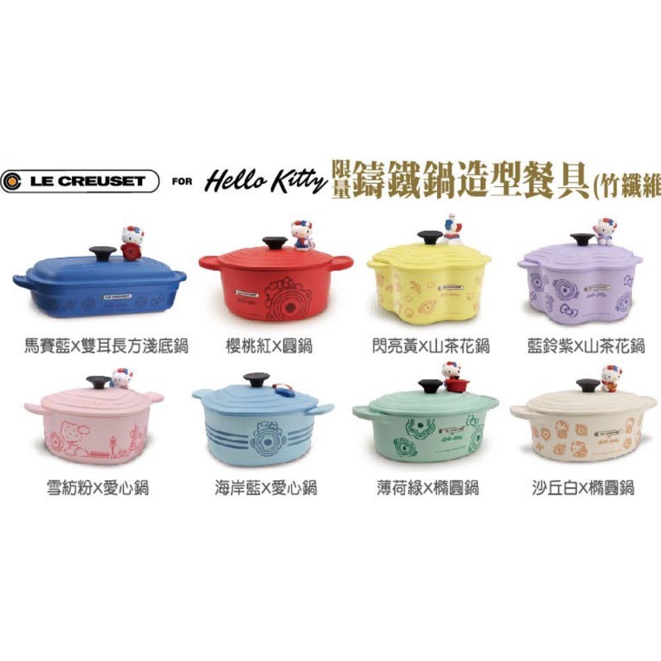 7-11 Le Creuset x Hello Kitty 限量鑄鐵鍋造型餐具（竹纖維）全套8款