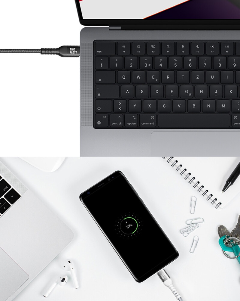 【瘋桑C】CHIC FLOTT 140W PD3.1 USB-C to C 150cm 快充傳輸線 | 蝦皮購物