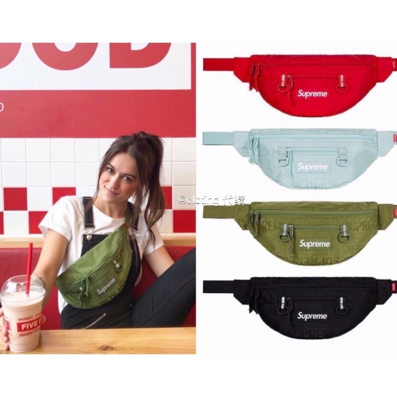 🇺🇸正品代購19SS Supreme 46TH Waist Bag 滿版LOGO腰包 側背包 橄欖綠 水藍