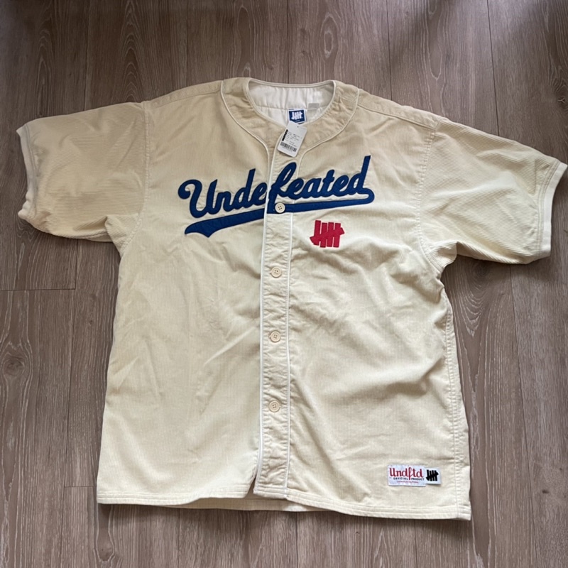 【全新未拆】官網完售款UNDEFEATED CORD S/S BASEBALL JERSEY 白 棒球衫 L