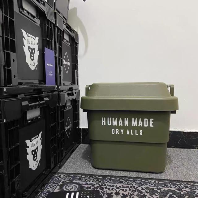 進口#熱銷HUMAN MADE TRUNK CARGO 軍綠色多功能帶蓋30L收納箱潮牌儲物