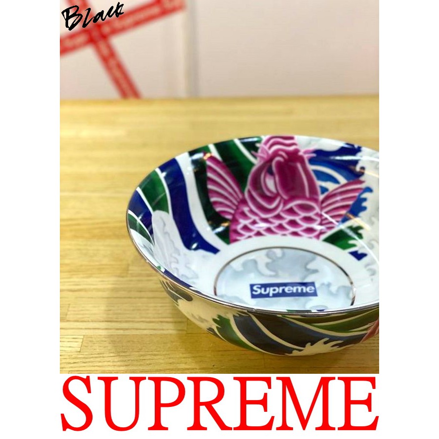 BLACK全新SUPREME陶瓷碗公waves ceramic bowl鯉魚BOX LOGO大碗/拉麵碗