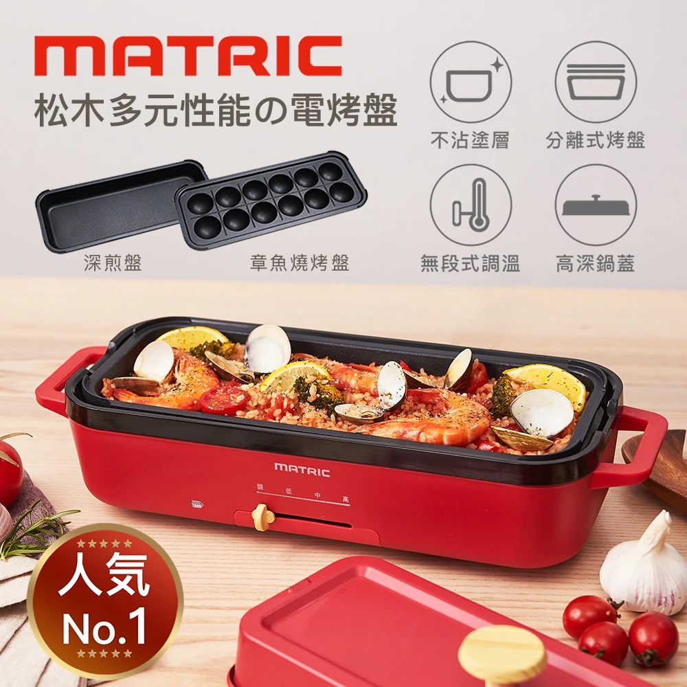 租屋族與小家庭的桌上主廚!MATRIC 松木多功能電烤盤 (MM-PG2152C) 深度開箱推薦:高CP值分離式設計,深煎鍋與章魚燒一機玩轉百變料理