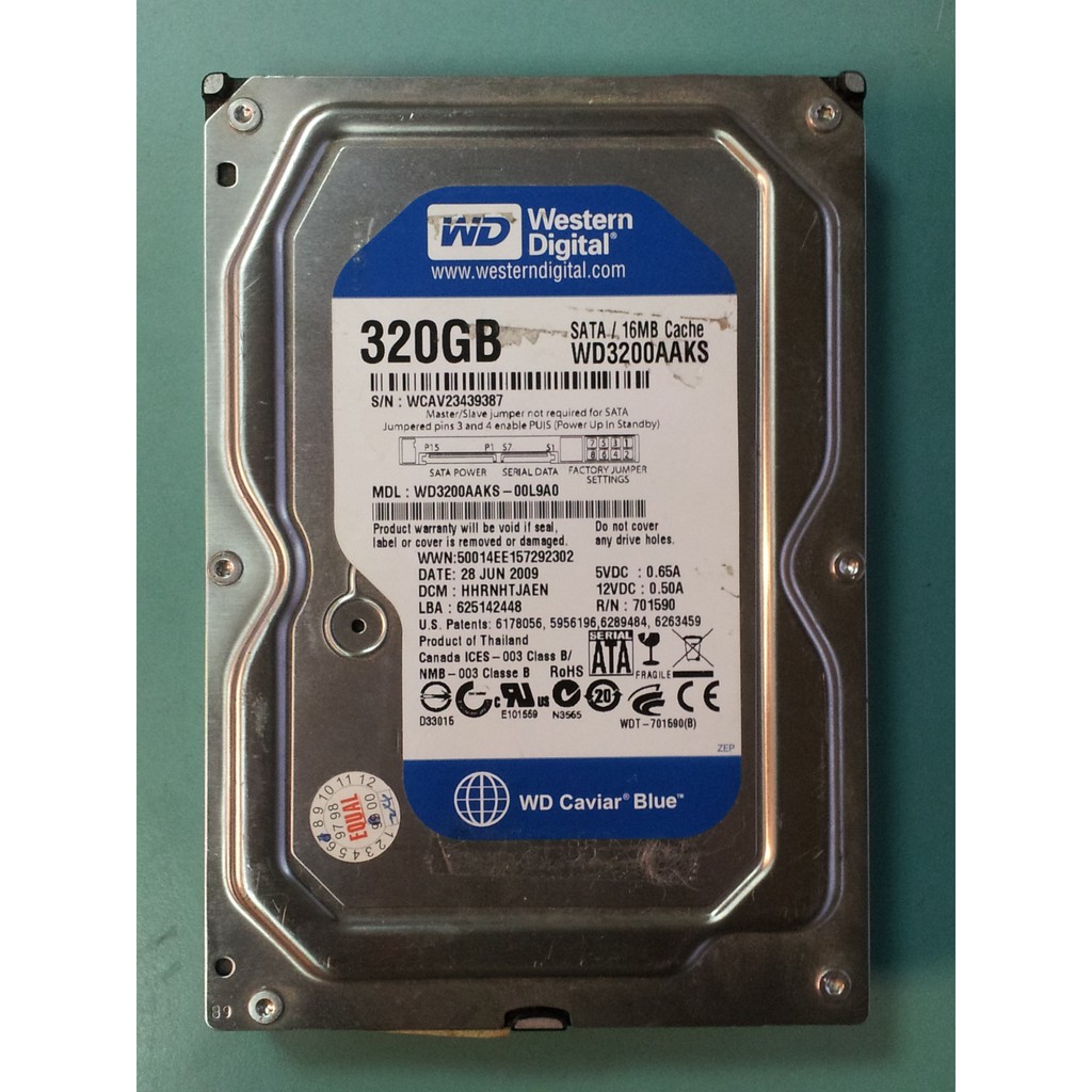 WD藍標 3.5吋 320GB(320G) SATA硬碟 WD3200AAKS-00L9A0 少用量品 B305