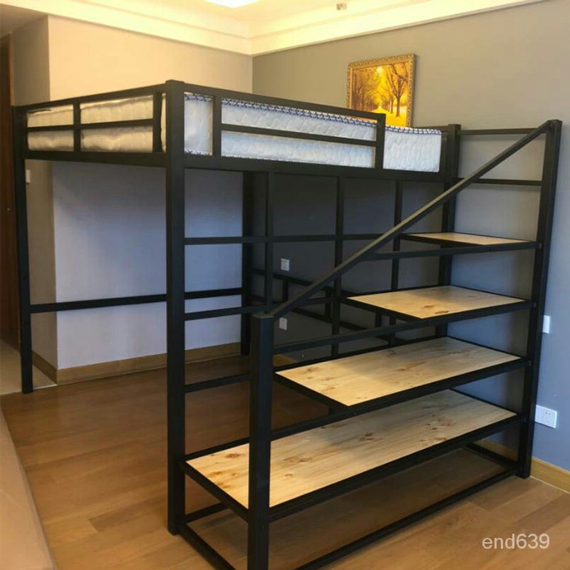 {華景家具城} 北歐高架床多功能宿舍公寓床雙人鐵架床小戶型上下鋪床鐵藝閣樓床 | 蝦皮購物