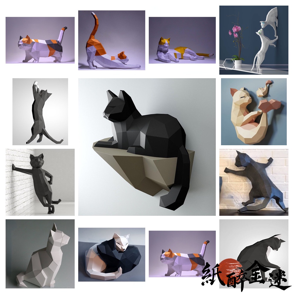 手作 樹脂 猫の模型 模擬猫h6 - 置物