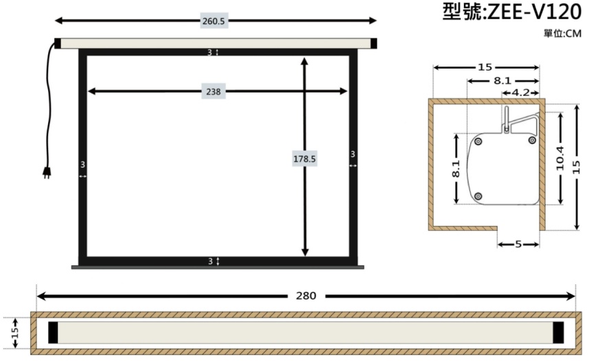 ZERO ZEE-V75 ZEE-V90 ZEE-V100 ZEE-V120 75-120吋 4:3經濟款電動布幕