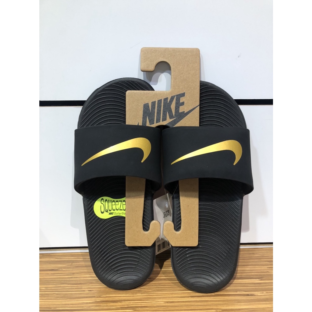 Nike - Kawa Slide 大童款拖鞋室內外防水止滑輕量黑金色819352-003 