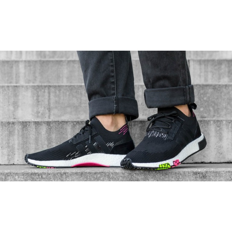 Adidas nmd racer primeknit cheap trainer grey one solar pink