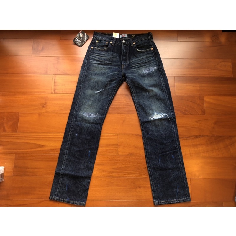 Stussy x Levi's 聯名30週年紀念Retrospective 貼布破壞水洗501 牛仔褲