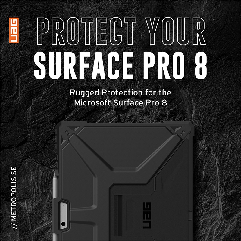 UAG 耐衝擊 2021 Surface Pro 8 (13 吋) 軍規防摔保護殼, 黑