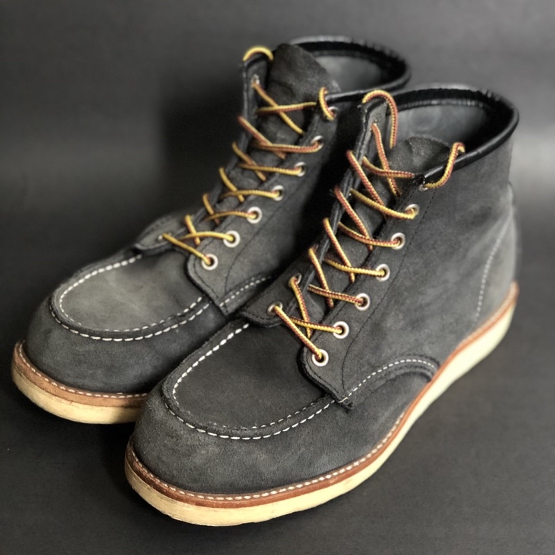 美國製Red Wing Beams絕版美品聯名8854 Moc Toe Work Boots灰藍色麂皮