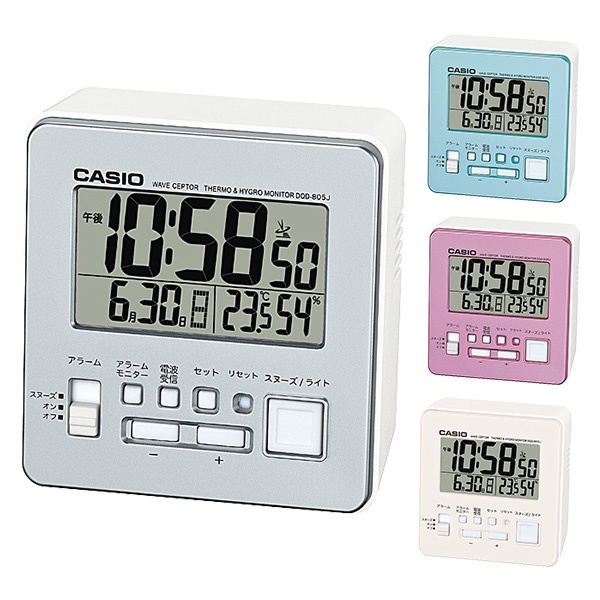 ☆日本代購☆ CASIO DQD-805J 電波鬧鍾電子鬧鐘溫度計濕度計四色可選預購| 蝦皮購物