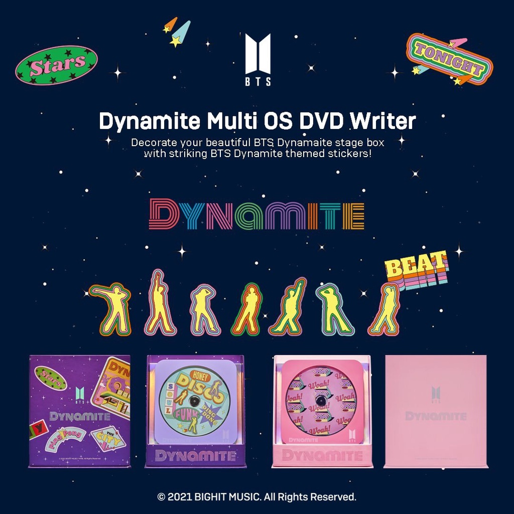 KMUSIC🎙️BTS x Dynamite 聯名款 超薄外接式CD播放器 DVD燒錄機光碟機 proof | 蝦皮購物