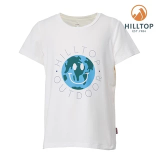 【Hilltop 山頂鳥 】童款 Polygiene 抗菌吸濕快乾地球圖案T恤 PS04XC17-白