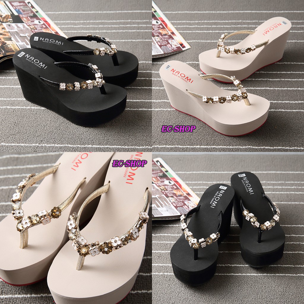 10cm 不敗 小花 厚底 夾腳 拖鞋 楔型鞋 船形底 人字拖 MIT 台灣製造 