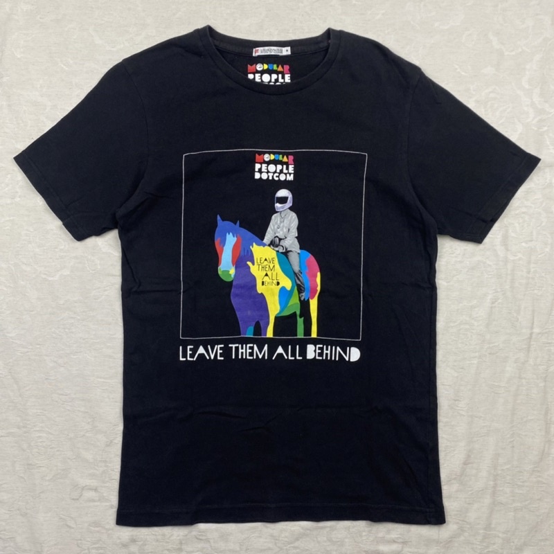 古著 二手 Uniqlo X Modular People Dotcom 藝術 設計 印刷彩圖黑色純棉短T M | 蝦皮購物